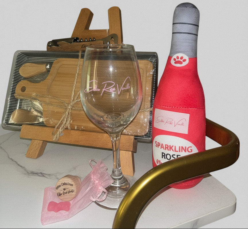 Ellie Rose Vinelli Charcuterie Set, Wine Glass, and Wine Bottle Dog/Cat Plush