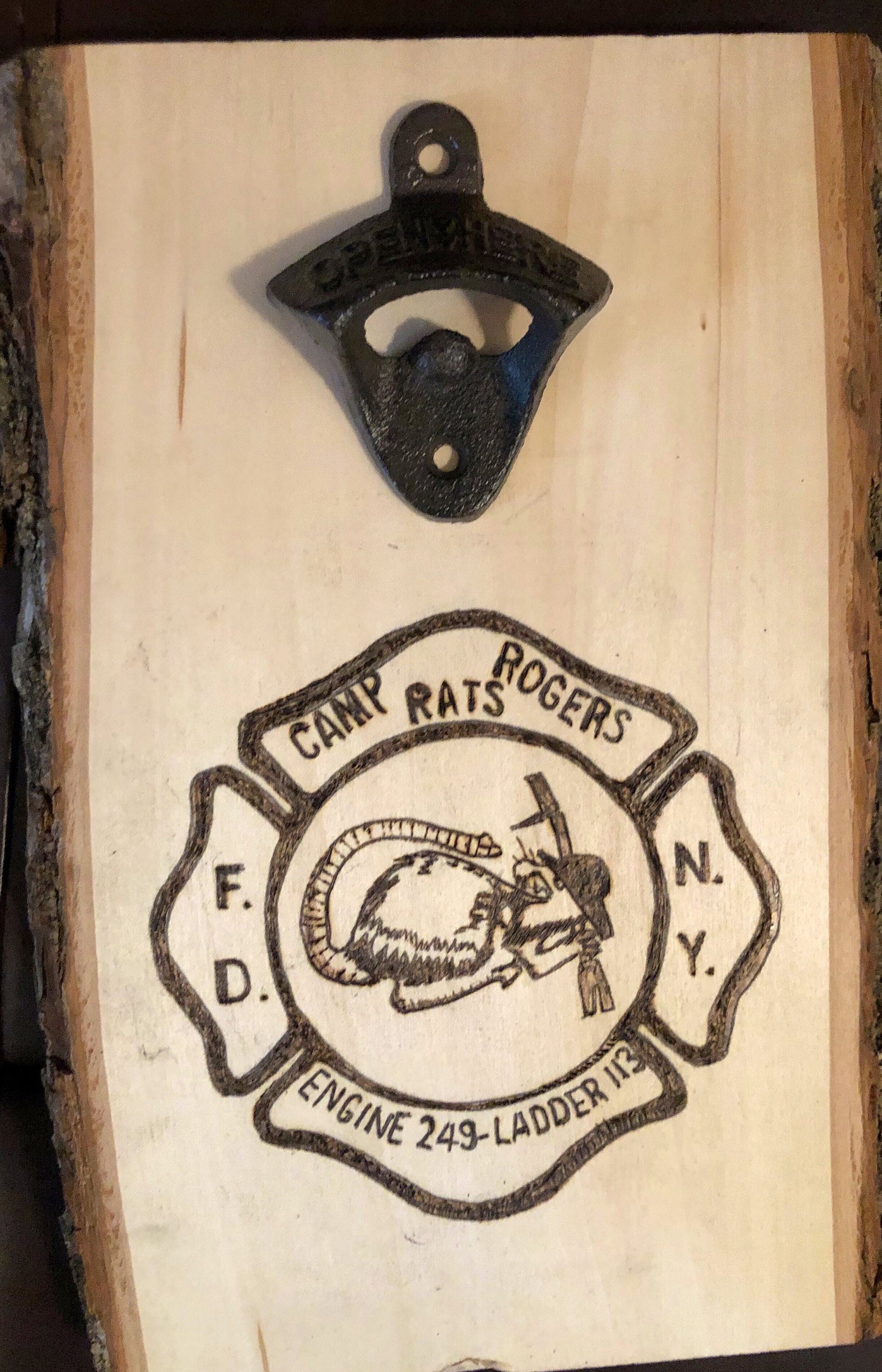 Wood Burned Cask Iron Beer Opener or Plaque (Custom Design)
