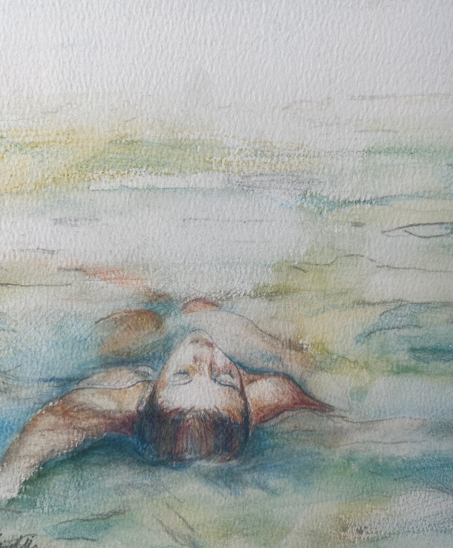 Floating in Blue Water Multimedia Print 16” x 16”