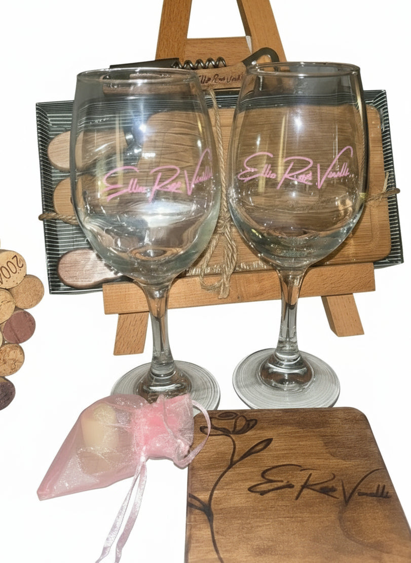 Charcuterie Board and Wine Glass Gift Set