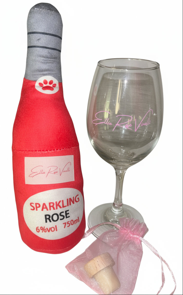 Ellie Rose Vinelli Dog Plush and Wine Glass