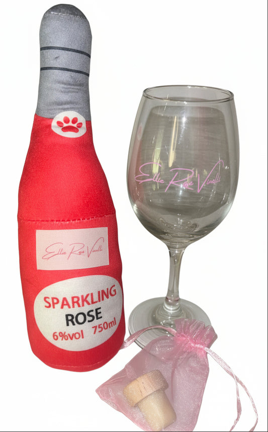 Ellie Rose Vinelli Dog Plush and Wine Glass