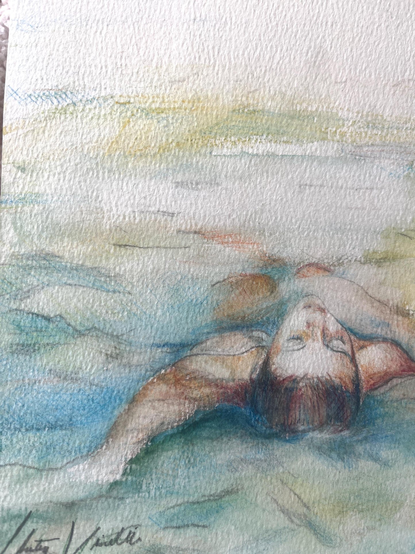 Floating in Blue Water Multimedia Print 16” x 16”