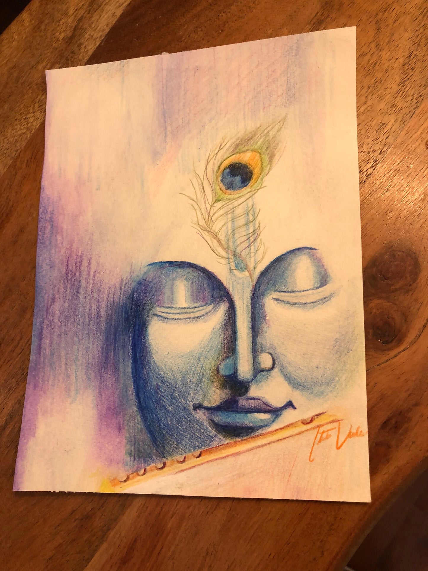 Krishna Giclee Print on Watercolor Paper 9” x 12”