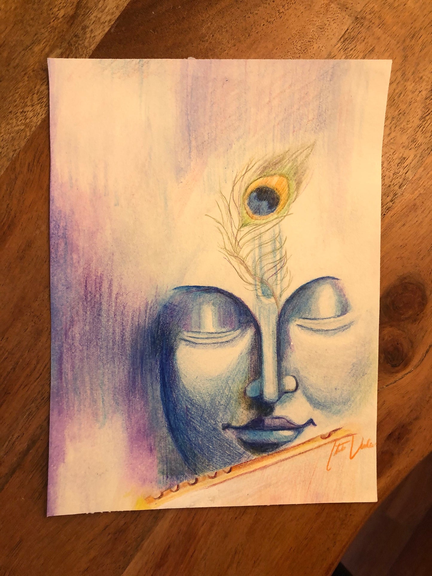 Krishna Giclee Print on Watercolor Paper 9” x 12”