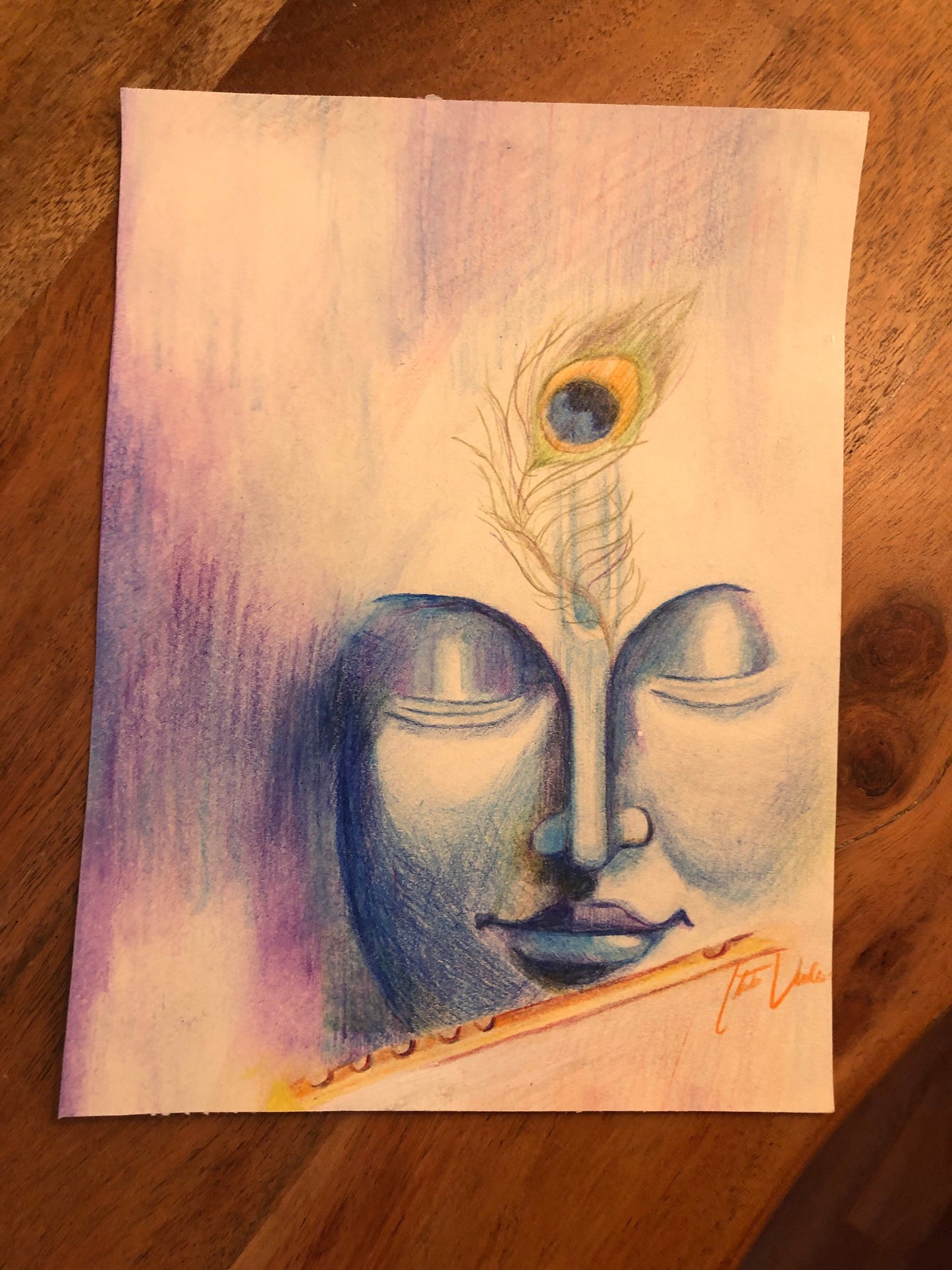 Krishna Giclee Print on Watercolor Paper 9” x 12”