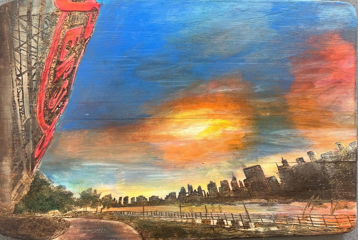 Long Island City “Pepsi” Sign Gantry State Plaza Acrylic on Canvas Giclee Print 9"x12"