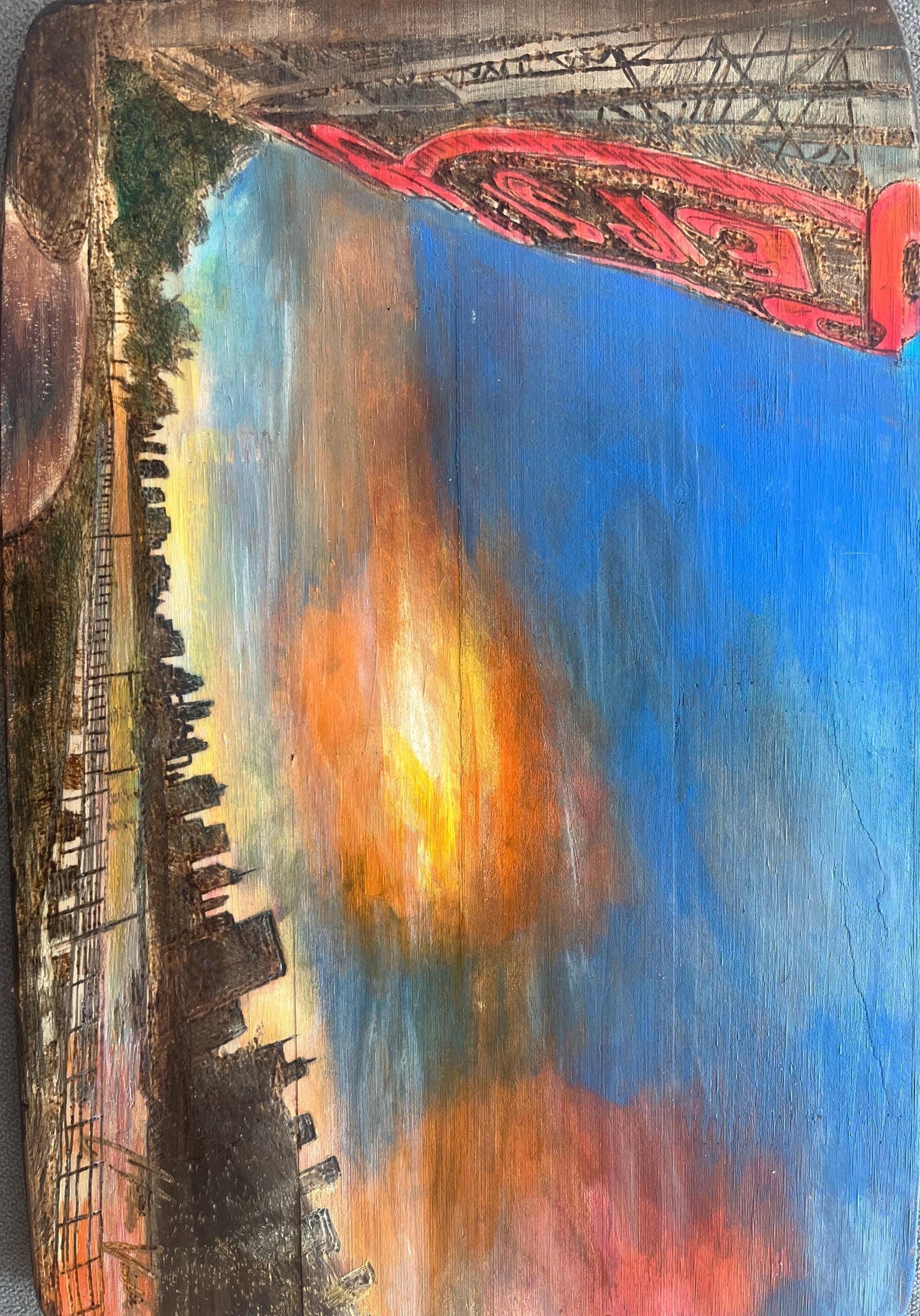 Long Island City “Pepsi” Sign Gantry State Plaza Acrylic on Canvas Giclee Print 9"x12"