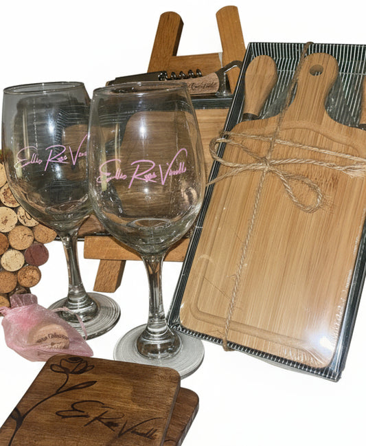 Charcuterie Board and Wine Glass Gift Set