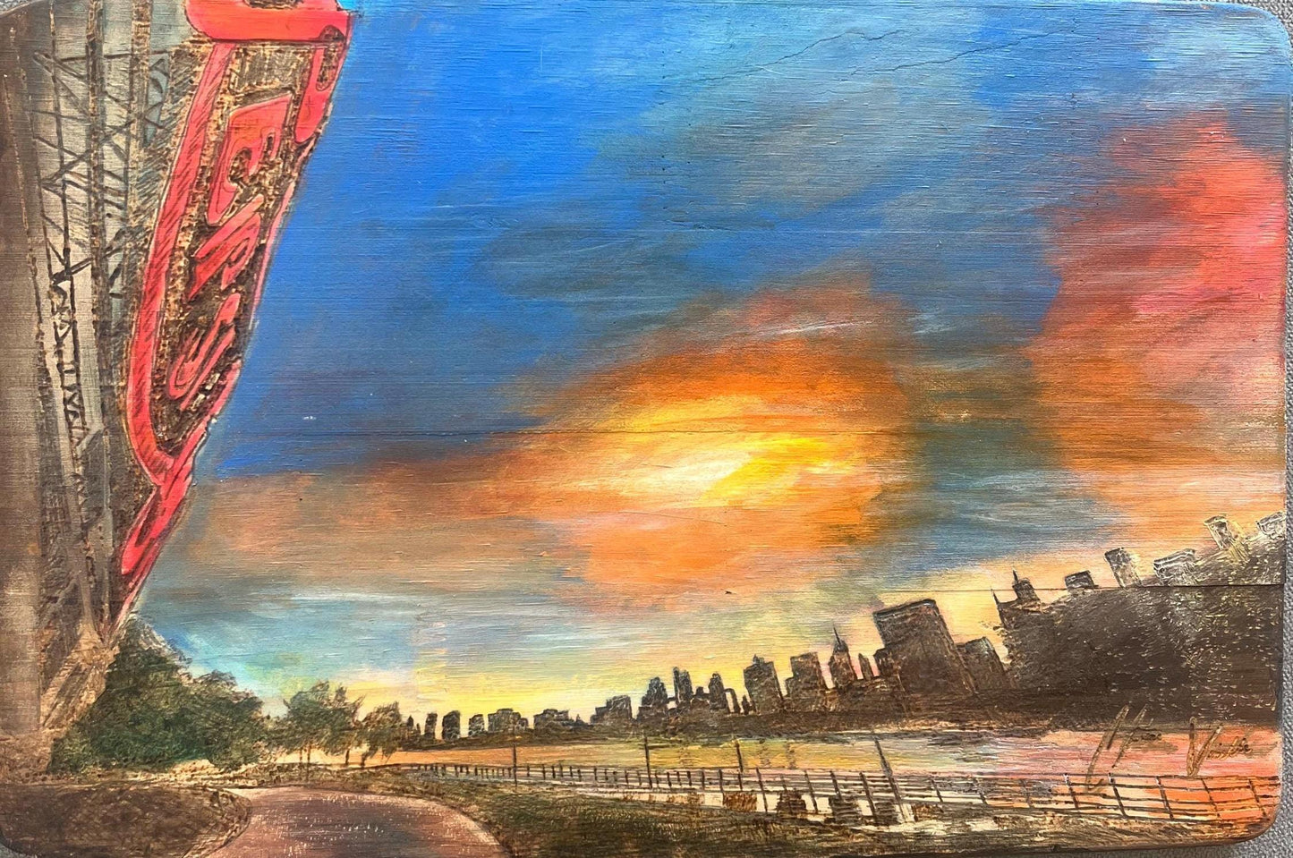 Long Island City “Pepsi” Sign Gantry State Plaza Acrylic on Canvas Giclee Print 9"x12"