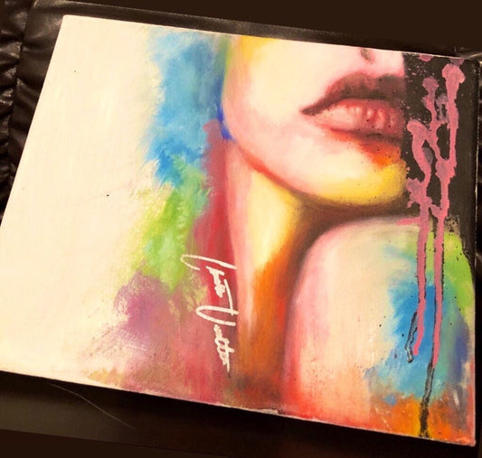 Smeared Black Ink-  Oil On Canvas Giclee Print 9”x12”