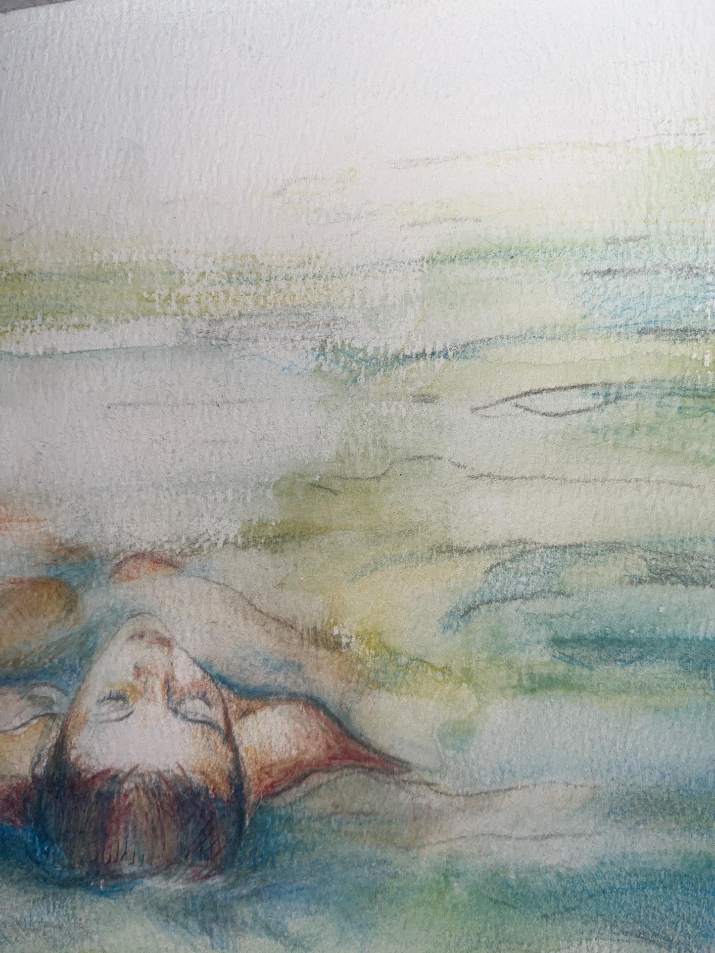 Floating in Blue Water Multimedia Print 16” x 16”