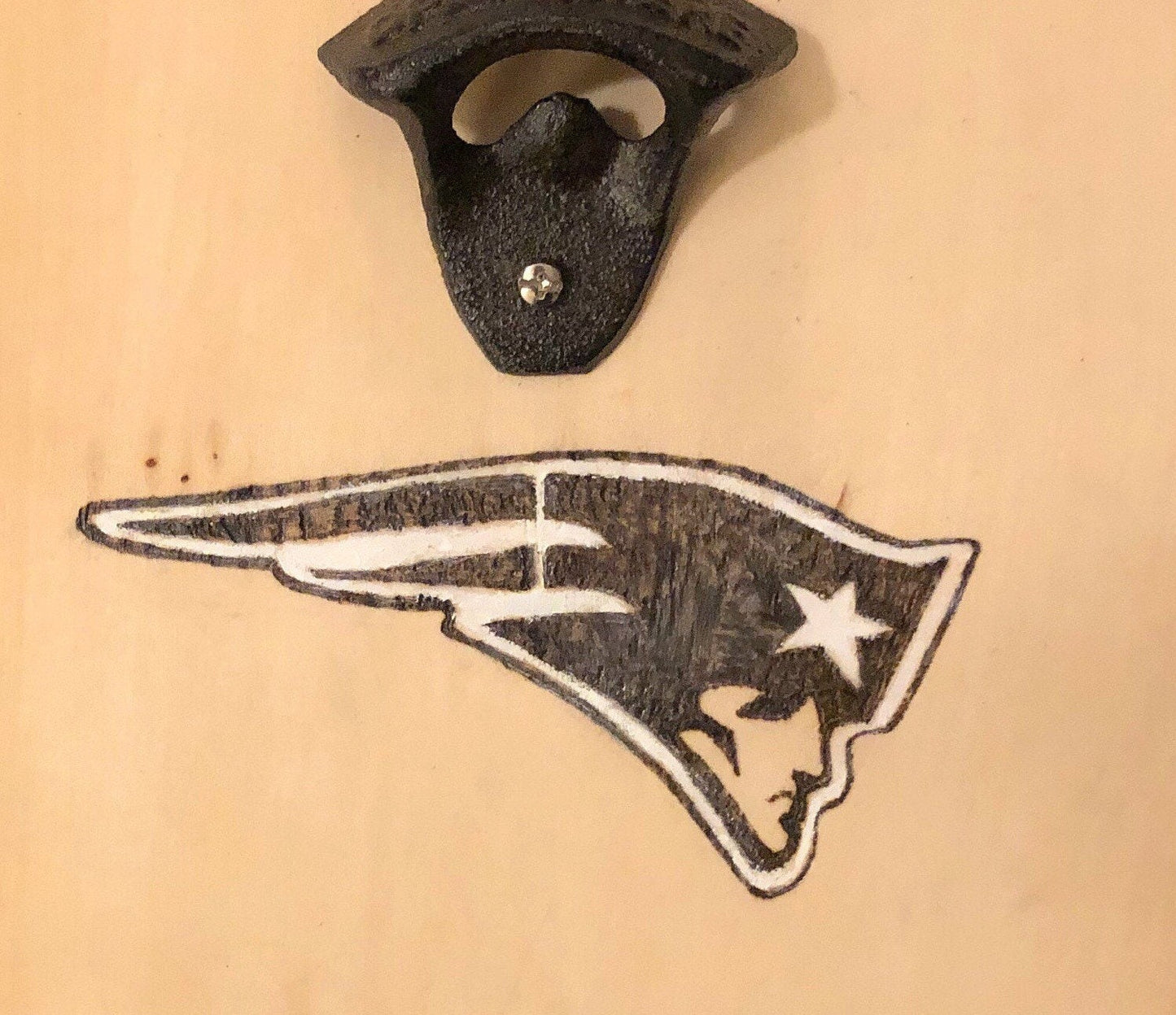 Wood Burned Cask Iron Beer Opener or Plaque (Custom Design)