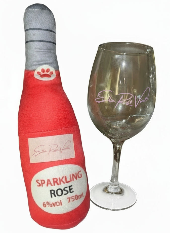 Ellie Rose Vinelli Dog Plush and Wine Glass