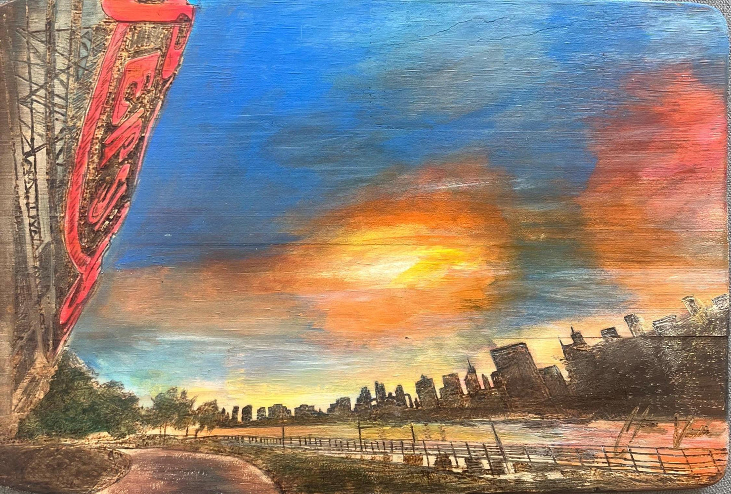 Long Island City “Pepsi” Sign Gantry State Plaza Acrylic on Canvas Giclee Print 9"x12"