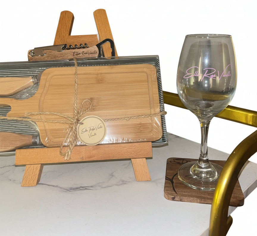 Charcuterie Board and Wine Glass Gift Set