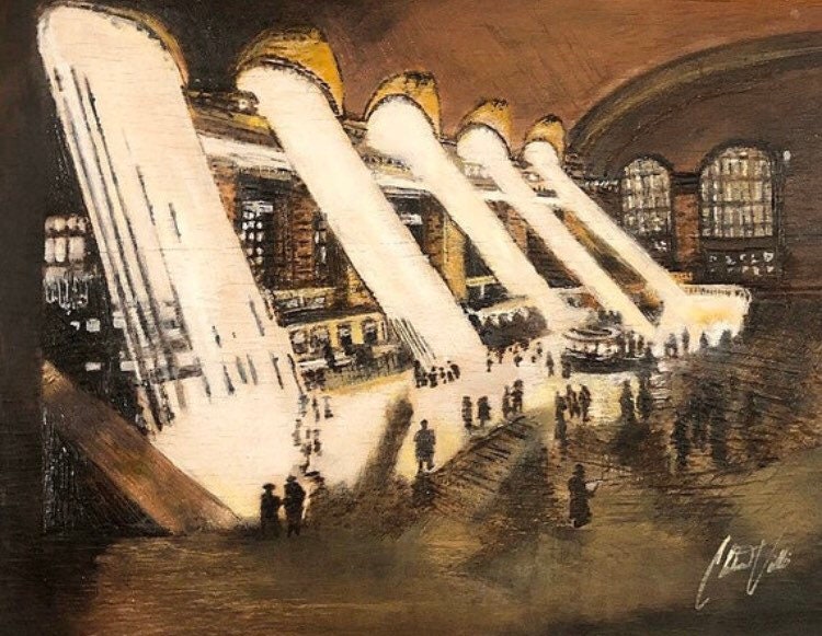 Grand Central Station 1941 Acrylic on Canvas Giclee Print 9"x12"