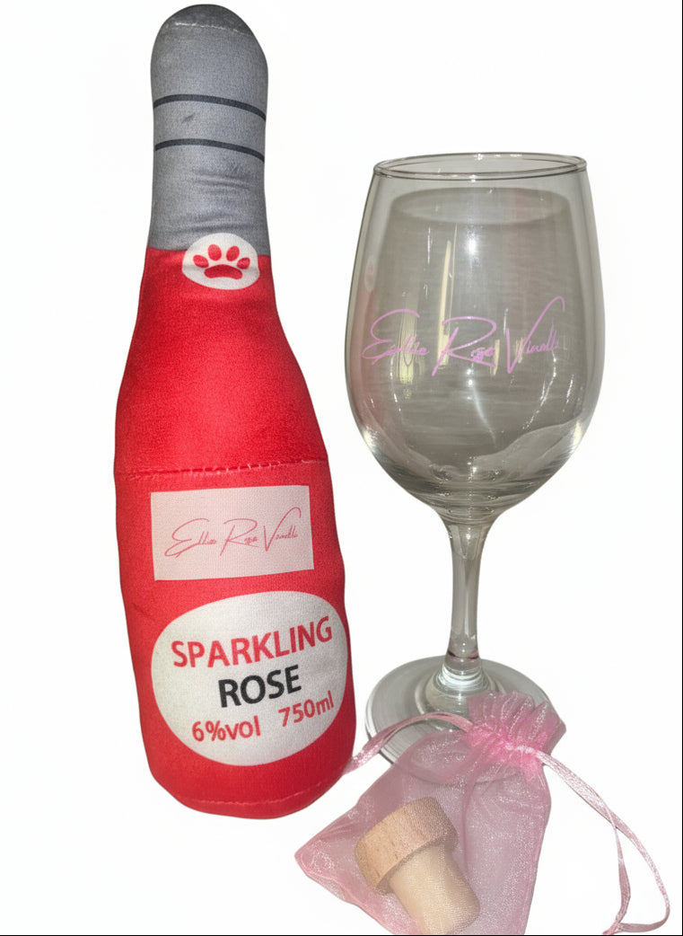 Ellie Rose Vinelli Dog Plush and Wine Glass