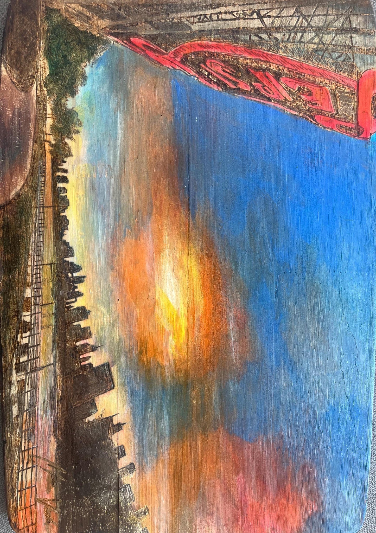 Long Island City “Pepsi” Sign Gantry State Plaza Acrylic on Canvas Giclee Print 9"x12"