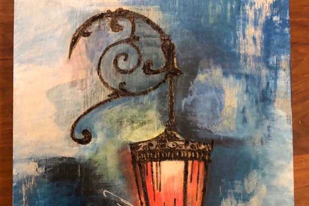 Light On A Dark Road Abstract Acylic on Canvas Giclee Print 9"x 12"