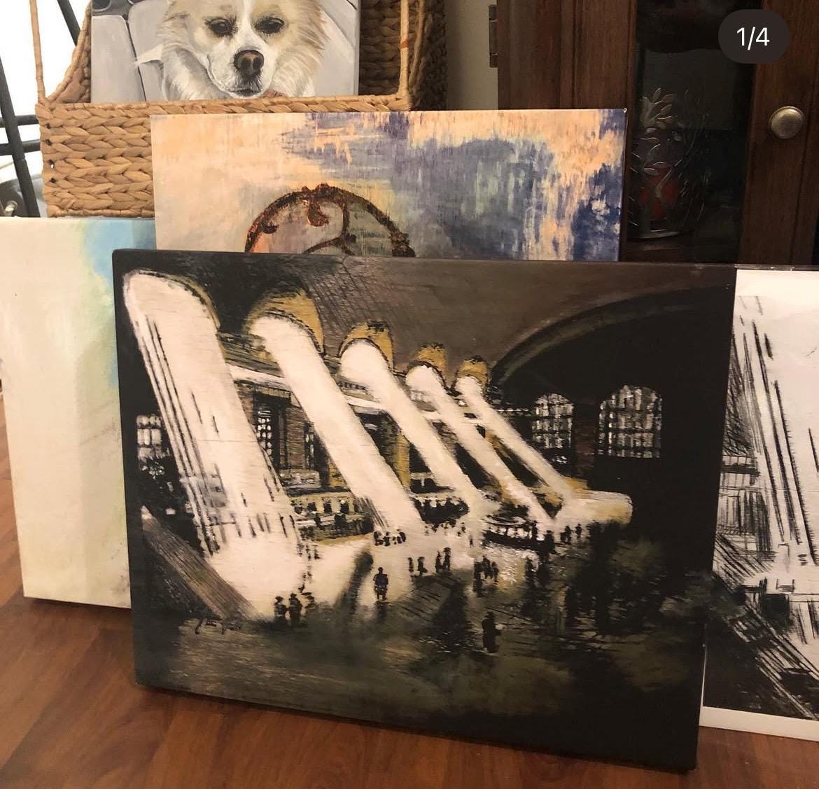 Grand Central Station 1941 Acrylic on Canvas Giclee Print 9"x12"