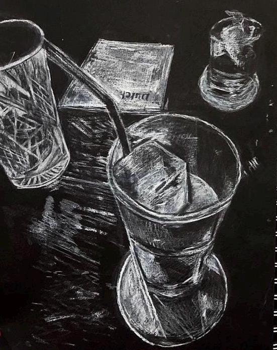 Dutch Kills Long Island City Cocktail Bark Chalk Drawing Print 9” x 12”