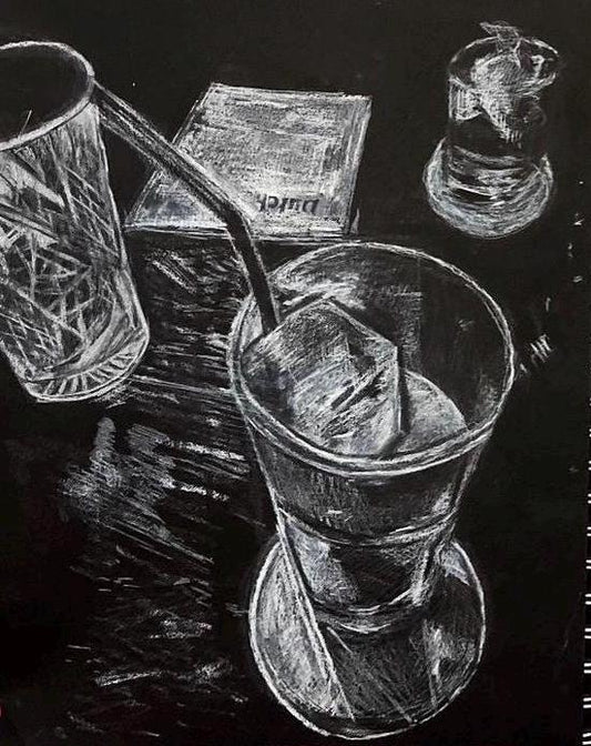 Dutch Kills Long Island City Cocktail Bark Chalk Drawing Print 9” x 12”