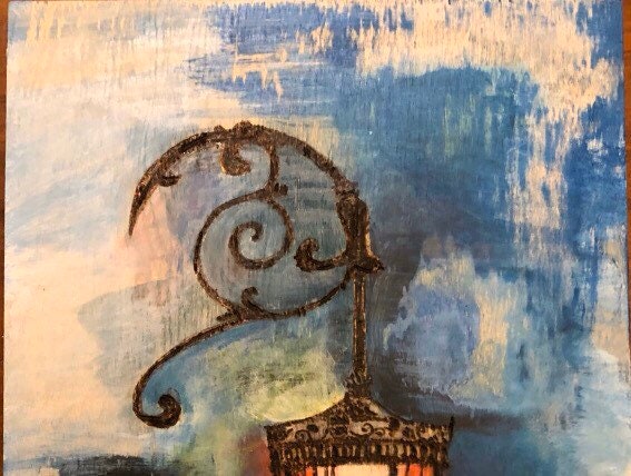 Light On A Dark Road Abstract Acylic on Canvas Giclee Print 9"x 12"