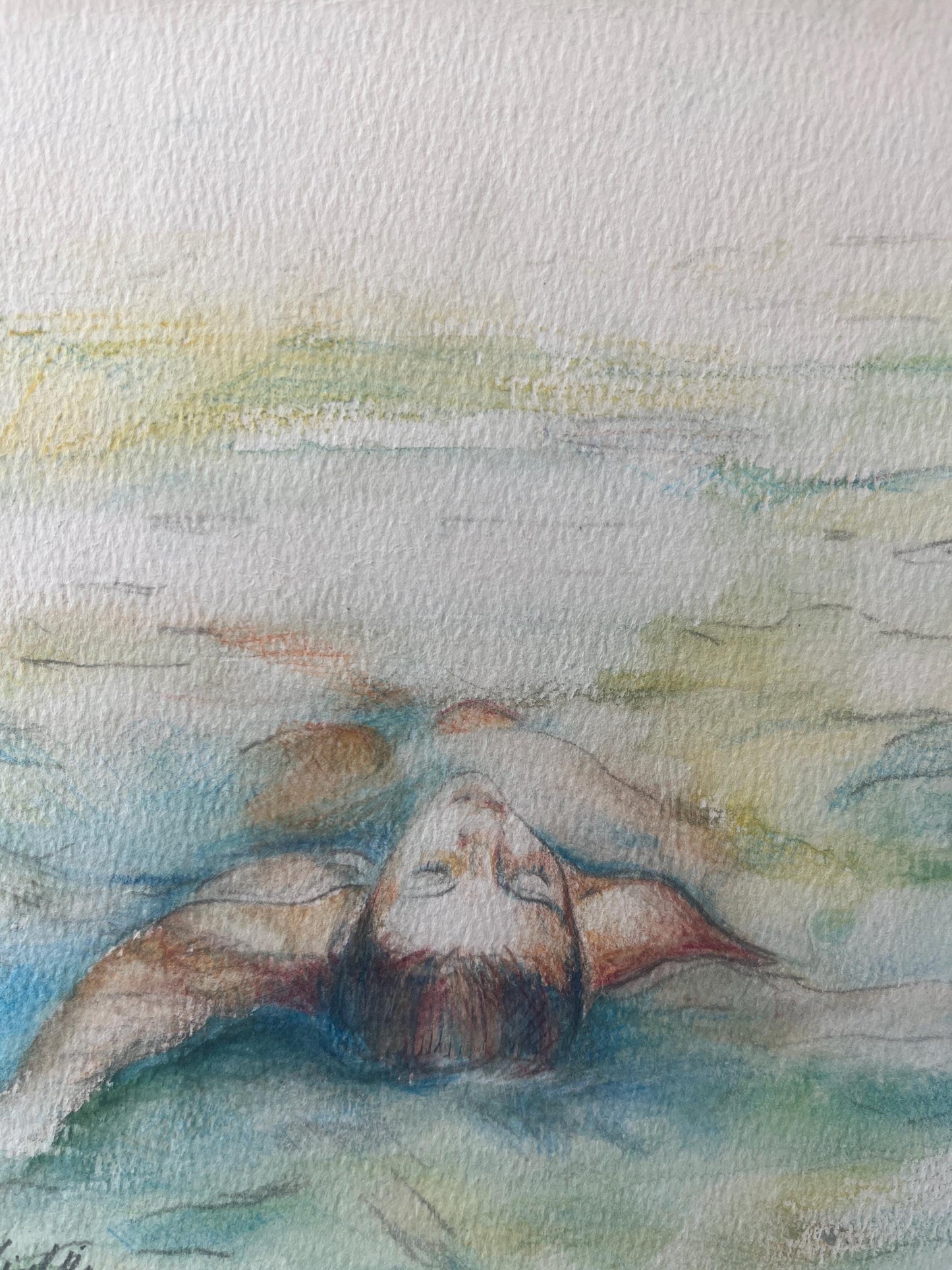 Floating in Blue Water Multimedia Print 16” x 16”