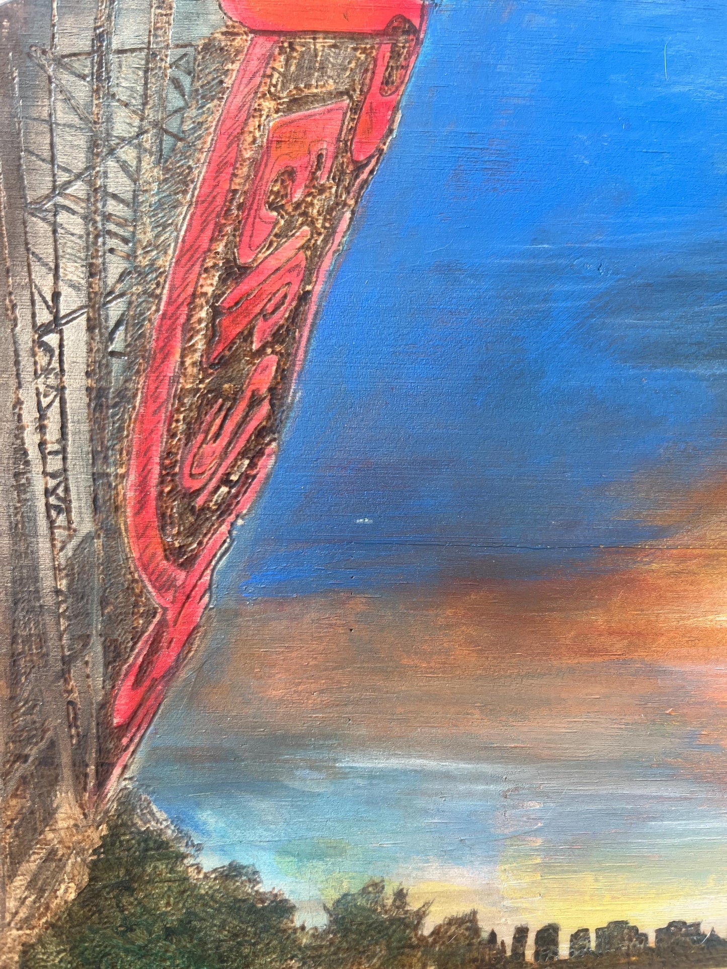 Long Island City “Pepsi” Sign Gantry State Plaza Acrylic on Canvas Giclee Print 9"x12"